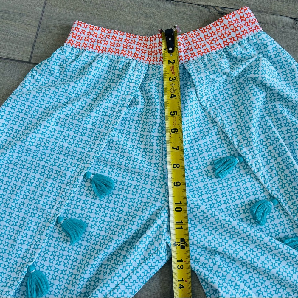 Cabana Life Blue White Orange Tassel High Rise Palazzo Wide Leg Pants S - Picture 9 of 11